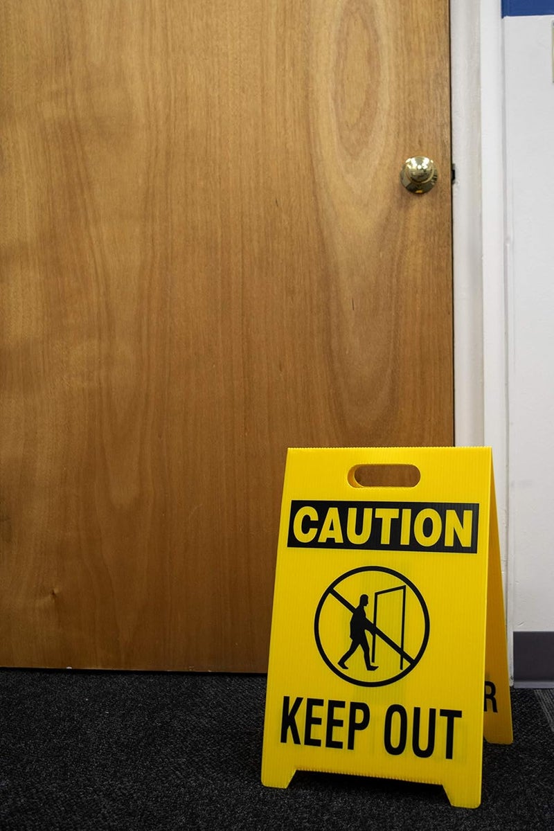 NMC FS8 CAUTION DO NOT ENTER Sign with Graphic - 12 in. x 19 in. Corrugated Plastic, Double-Sided Floor Sign with Black on Yellow - Image 4